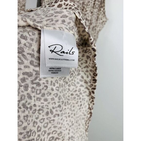Rails Angelina Leopard-Print Sand Cheetah Linen-Blend Tiered Mini Dress Size XL - Picture 7 of 8
